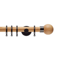 Oak Ball And Black Nickle Curtain Poles